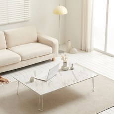 블루밍 LPM 1~6인용 접이식 밥상 식탁 찻상 미니테이블, 튼튼철제다리, 화이트마블, 1개