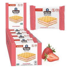 Rip Van Wafels 초콜릿 쿠키 립 반 다크 웨이퍼 건강한 간식 비 GMO 케토 저탄수화물 저당2g 저칼로리 비건 16개입, 딸기, 1개