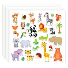 투명 동물 스티커 PET 방수 280pcs, 1세트, 혼합(S2322) 10장 280PCS