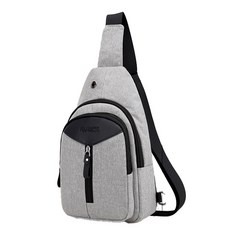 百搭系胸包 日韓風格斜背包 四色可選 多功能斜背包 側背包 胸包, 淺灰色, 淺灰.色藍色.深灰色