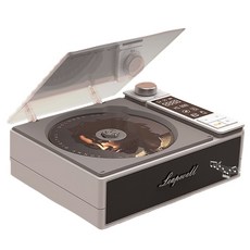 Leapwell 支援藍牙/FM/USB/光纖模式 HIFI高音質 無線連接 便攜設計, 灰色, 復古唱片機 CD播放器