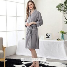 여름 샤워가운 커플 면 목욕 호텔 얇은 빅사이즈, 1901실버그레이[여], XXXL[180CM 100kg 이내]