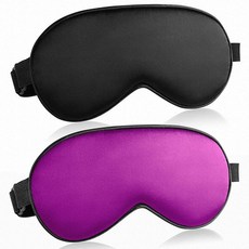 수면용 아이 마스크 남성 및 여성용 수면 2팩 조절 가능한 탄성 스트랩 부드러운 커버 눈가리개 135697, Black+purple