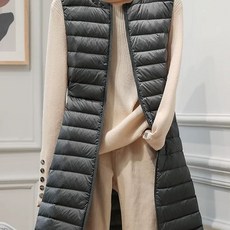 여성용 조끼 롱 경량 롱패딩조끼