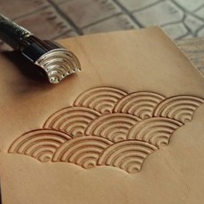 皮雕印花DIY手工浪花鋼製海波圖案精雕工具，皮革工藝裝飾紋印章，打造獨特風格皮件, 1個, 大號20mm*12mm一支