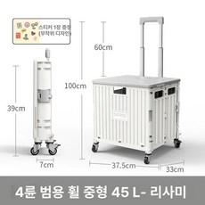 이동식 보관함 다기능 접이식 화구카트 휴대용 스케치 미술 전용 화구함 장바구니 캠핑, 1개, 4륜 중형 리세미