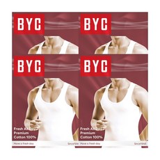 BYC 남자 런닝 민소매 4매 세트 순면 프레쉬코튼 메리야스 난닝구