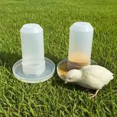 스탠드 자동 급수기 2개 병아리 미니메추리 앵무새 물통 새 모이통 닭 먹이통, 모이통 물통 세트