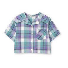 레노마키즈 주니어 여아 퍼플 체크 크롭 셔츠(R2422B360)