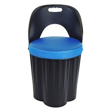 천하퍼니처 국내생산 등받이 일체형 수납 원통의자 블랙, 블랙/블루, 1개