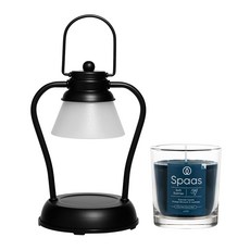 스파스캔들 글라스 향초 125 g 미니 워머 세트 (국내산 타이머 밝기조절), 01 블랙, 02 카다멈 앤 베르가못