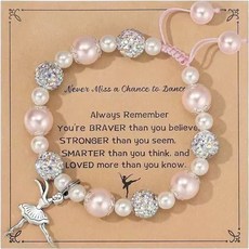 鴻利首飾廠 粉色仿珍珠芭蕾舞女孩手鏈 可調整舞蹈手飾