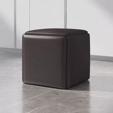 의자 스툴 고탄성 침실 테이블 현관 커피 거실 사각 간이 낮은 스펀지, 35*35cm 진한 갈색 - 피부 친화적인 나파 가죽
