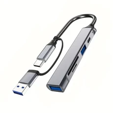 5-in-1 USB-C SD 카드 리더기 2.0 타입-C 데이터 TF 확장기 고속 전송 플러그 앤 플레이, 03 gray-1pcs