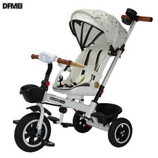 DFMEI 新款多功能四合一1-6歲寶寶兒童三輪手推車可旋轉可躺小孩童車, 1個, 1cm, 白色+防爆輪:參考詳情