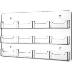 12011104 명함 케이스 꽂이 거치대 HeartTrend 아크릴 수납 선반은 벽걸이형 프리드릴 디스플레이 선반 멀티 카드 정리 투명 등으로 구성돼 있으며 대용량에 사용이 편, 12칸 40×26×2.5cm