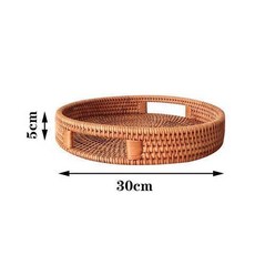 日式手工藤編圓形託盤 30cm, 圓形茶托小號30*5cm, 1個