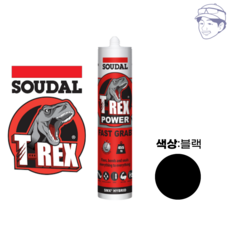 수달 티렉스 초강력 접착 실리콘 SOUDAL T-REX 흑색, 1개
