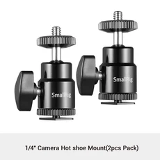 SmallRig 비디오 메탈 미니 볼 헤드 콜드핫슈 마운트DSLR 카메라용 14" 나사 지지 브래킷 포함 LED 라이트, 02 2 PCS Ball Head