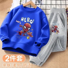 桃園出貨 新款兒童時尚套裝潮蜘蛛俠卡通印花男童休閒衛衣兩件套秋冬款