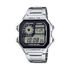 카시오 Casio 남성용 클래식 레진 스트랩 시계 블랙 21 (AE1200WH-1A) 120753, AE1200WHD-1A, Silver