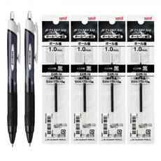 제트스트림 유성볼펜 1mm, 블랙 2개+리필심 4개, 1세트