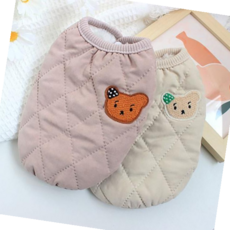 (BND-W04) 곰돌이 누빔조끼 강아지조끼, 베이지_S, 1개