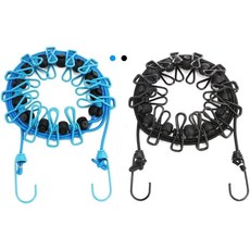 12개의 빨랫핀이 있는 뉴라터너 2팩 휴대용 빨랫줄 뒷마당 바캉스 호텔 발코니 건조용 방풍 여행용 신축성 세탁물 라인, 2P - GYS