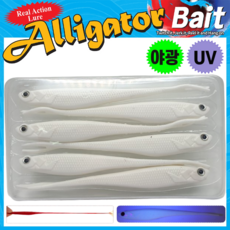 JRC 엘리게이터 광어다운샷 UV리얼쉐드 5인치웜 REAL SHAD 광어우럭, UV12백색야광, 1개