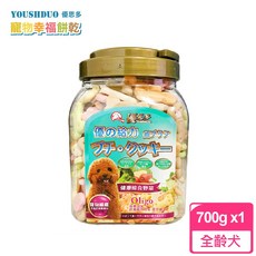 優思多 YOUSIHDUO 優的給力寵物餅乾700G，添加Oligo寡果，含膳食纖維及天然消臭成分，全齡犬適用, 700g, 1個, 寵物幸福餅乾-M