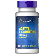 퓨리탄스프라이드 아세틸 엘카르니틴 500mg 캡슐 Puritans Pride Acetyl L-Carnitine, 1개, 60정