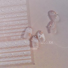 엠보 진주 화이트 레이스 토모니 네일스티커 MS-304, 1개