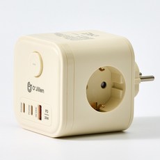 오지렌 고속충전 고용량 큐브 멀티탭 콘센트, 1개, 크림, 80mm