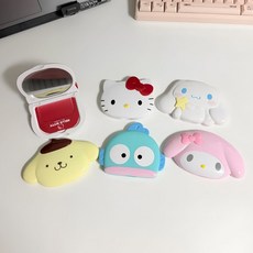 HARUH 일본정품 산리오 휴대용 빗거울 세트, 1개, 키티