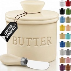 PriorityChef 워터 라인이 있는 뚜껑이 버터 크록 카운터에 놓을 수 세라믹 프렌치 접시 레드 146997, 카놀리 크림