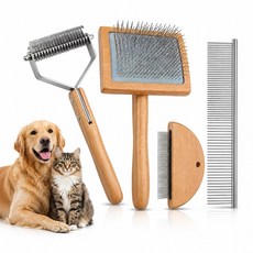 개와 고양이를 위한 디매팅 빗 부드러운 매듭 제거를 양면 이빨, Bamboo Kit 4PCS