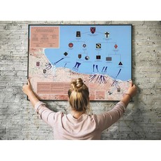 1944년 제2차 세계 대전 지도 D-데이 6월 6일 노르망디 군사 역사 포스터 벽 예술 기념품 오마하 해변 침략 무프레임 (23"x30"), 16"x20"