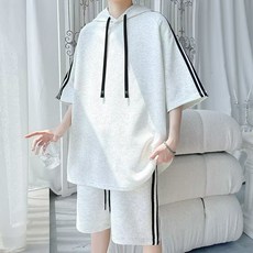 潮流運動套裝 男款 休閒街頭嘻哈印花短袖兩件套 速乾排汗訓練跑步服