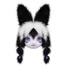 Fursuit獸頭 kig系福瑞兔子成品頭套 福瑞兔子系列兔系單頭 Cosplay穿戴獸頭 專業訂做獸頭 可來圖定做, 黑白色, 1個