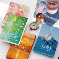 ins 治癒四季明信片 唯美風景卡片組 春夏秋冬 賀卡 生日禮物 裝飾, 1個, 【1款30張】春澗,【關注小店】送復古圓點貼32枚