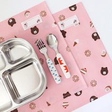 CHUCHUROOM 防水方形餐盤墊, 熊熊-粉紅色, 35 x 28 cm, 2個