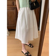 奈看服飾 棉質拼接半身裙 高腰顯瘦中長裙