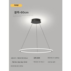 세련된 현대적인 블랙 화이트 미니멀리스트 주방 거실용 천장조명, 블랙 60cm 화이트