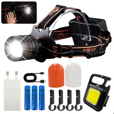 샤크빔 헤드랜턴 LED 해루질 등산 캠핑 낚시 자전거 안전모 모션센서 후방라이트 + 사은품, SK-HL15020A, 1개