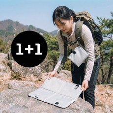 사봄 야외필수 비너포함 휴대 접이식방석, 그레이