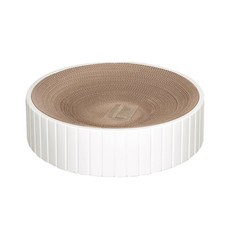 HAO WO 圓形貓抓碗 瓦楞貓抓板 可替換內芯 貓窩 貓床 寵物用品 大小號, 1個, 【貓抓碗】小號 白色