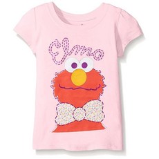 Sesame Street 여아용 반소매 티셔츠 라이트 핑크, 5T