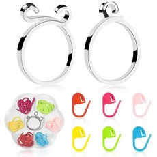 스콜피오 뜨개반지 니팅링 뜨개질도구, 2개, 실버