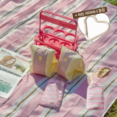 리베아르 감성 여행 경량 돗자리 방수 돗자리 휴대용 피크닉 매트, 핑크