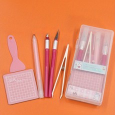 DIY 스크랩북킹 도구 키트 조각 핀셋 커팅 패드가 포함된 수공구 세트 학교 사무실 공예품, Rose Red